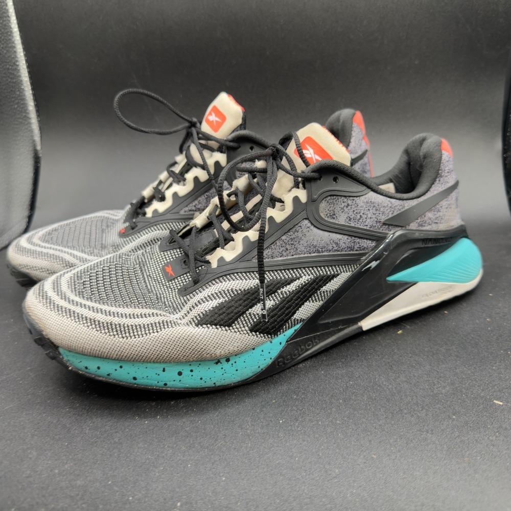 Reebok Nano X2 Crossfit Shoes Mens 11.5 Grey Black Teal Cross Training Gym